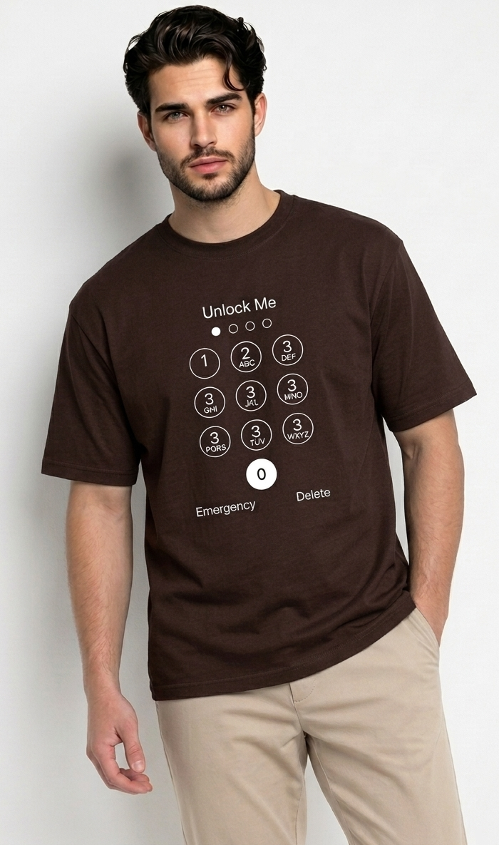 Unlock Me" Classic Passcode Graphic Crew Neck T-Shirt