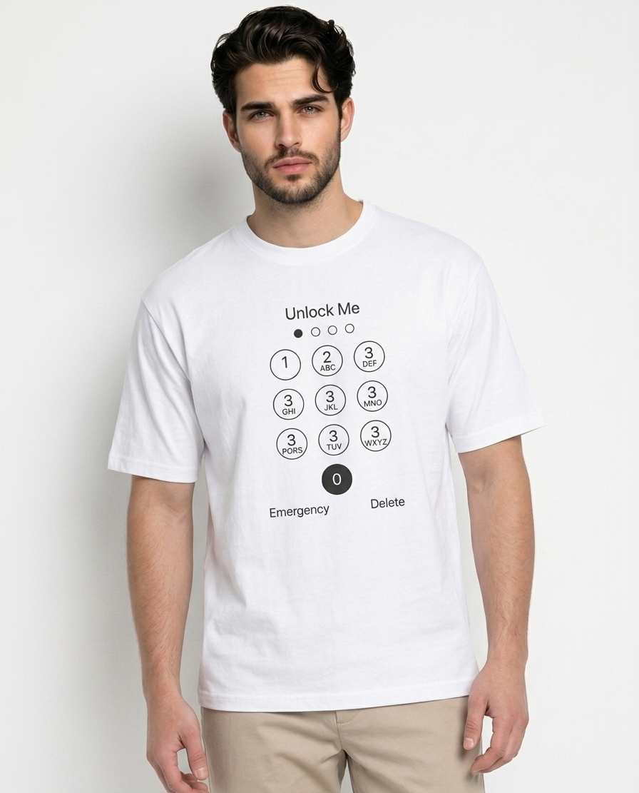 Unlock Me" Classic Passcode Graphic Crew Neck T-Shirt