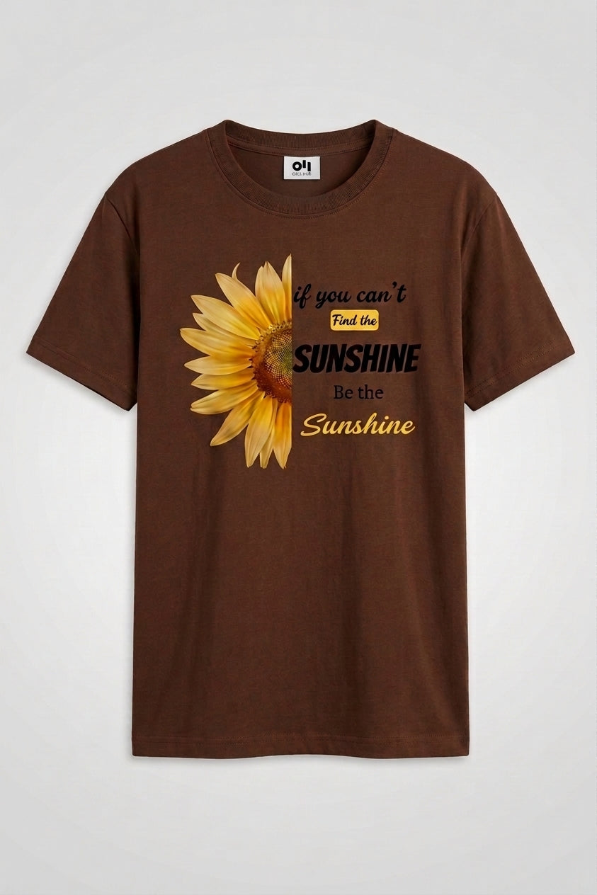 Be The Sunshine" Sunflower Graphic Cotton T-Shirt