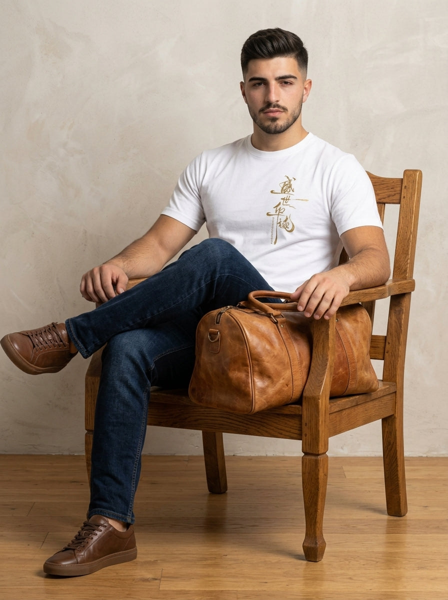 Chinese Calligraphy Graphic Cotton Jersey T-Shirt