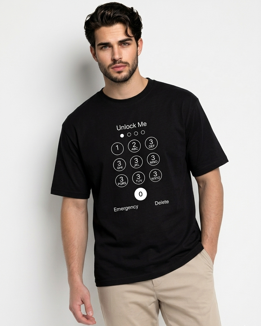 Unlock Me" Classic Passcode Graphic Crew Neck T-Shirt